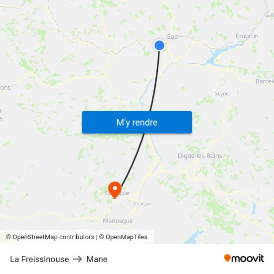 La Freissinouse to Mane map