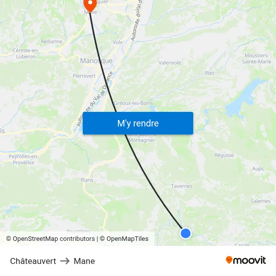 Châteauvert to Mane map