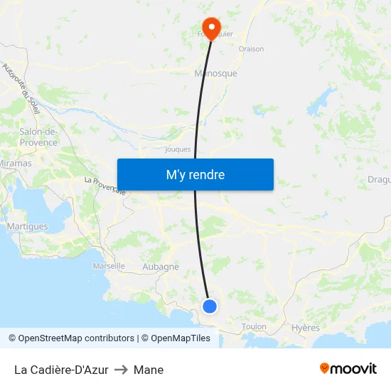 La Cadière-D'Azur to Mane map