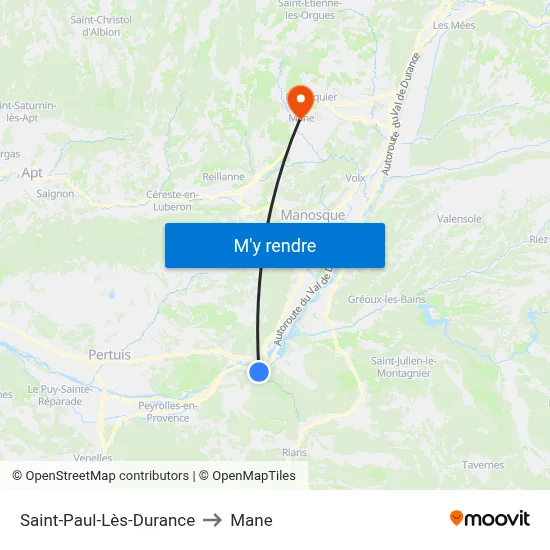Saint-Paul-Lès-Durance to Mane map