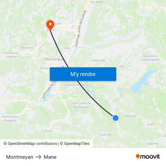 Montmeyan to Mane map