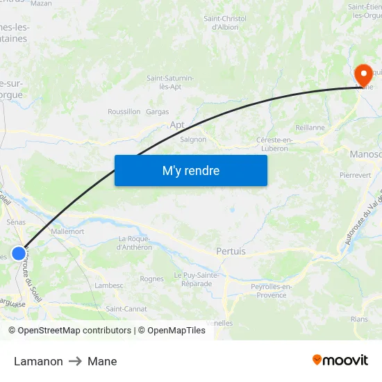Lamanon to Mane map
