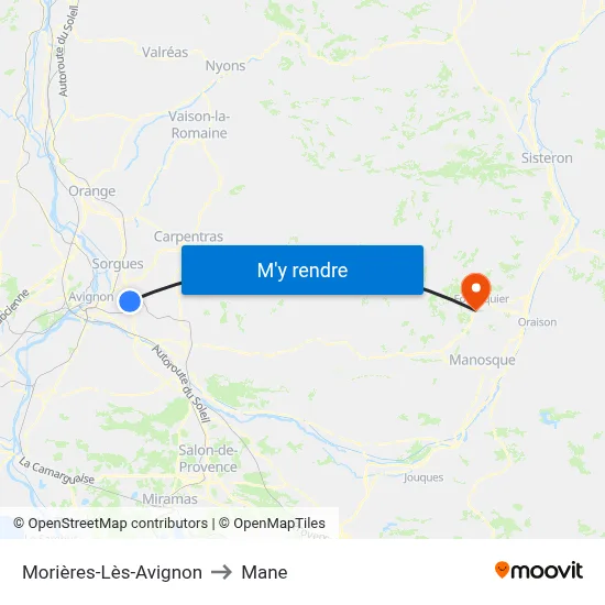 Morières-Lès-Avignon to Mane map