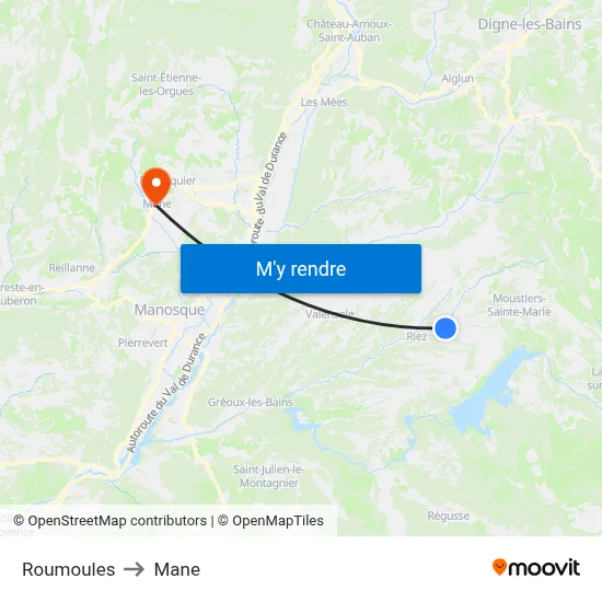 Roumoules to Mane map