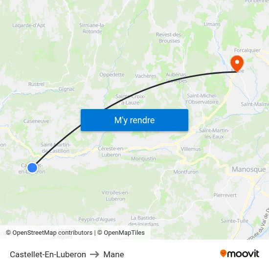 Castellet-En-Luberon to Mane map