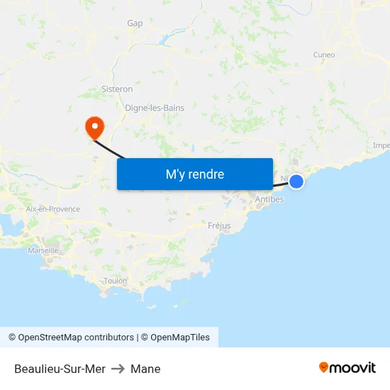 Beaulieu-Sur-Mer to Mane map