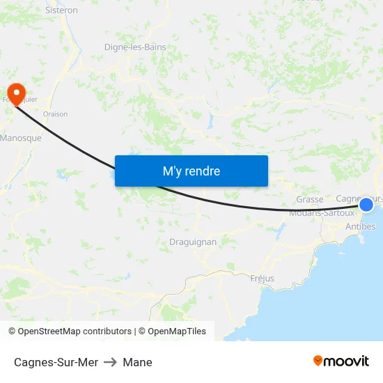 Cagnes-Sur-Mer to Mane map