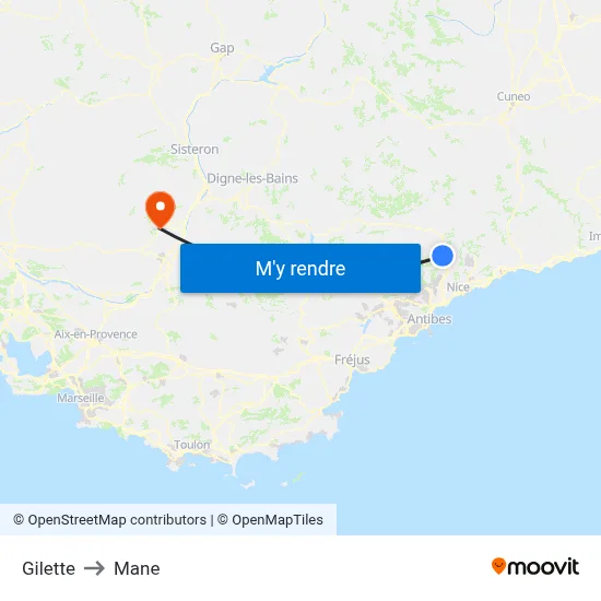Gilette to Mane map