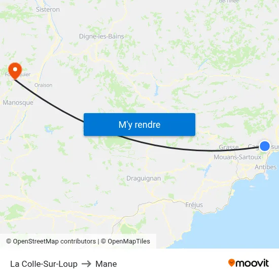 La Colle-Sur-Loup to Mane map