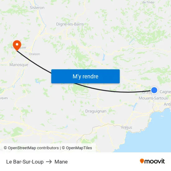 Le Bar-Sur-Loup to Mane map