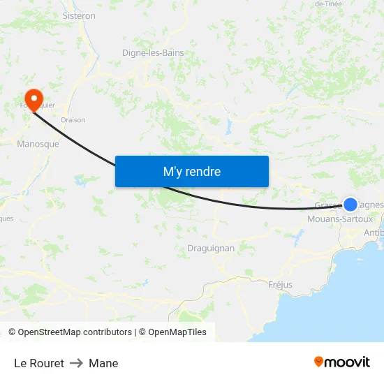 Le Rouret to Mane map