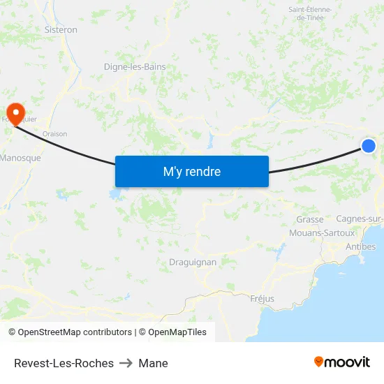 Revest-Les-Roches to Mane map