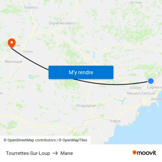 Tourrettes-Sur-Loup to Mane map