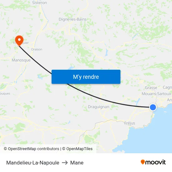 Mandelieu-La-Napoule to Mane map