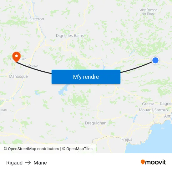 Rigaud to Mane map
