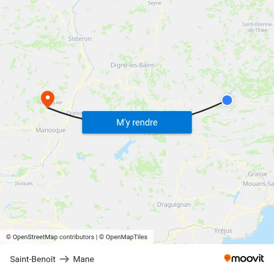 Saint-Benoît to Mane map