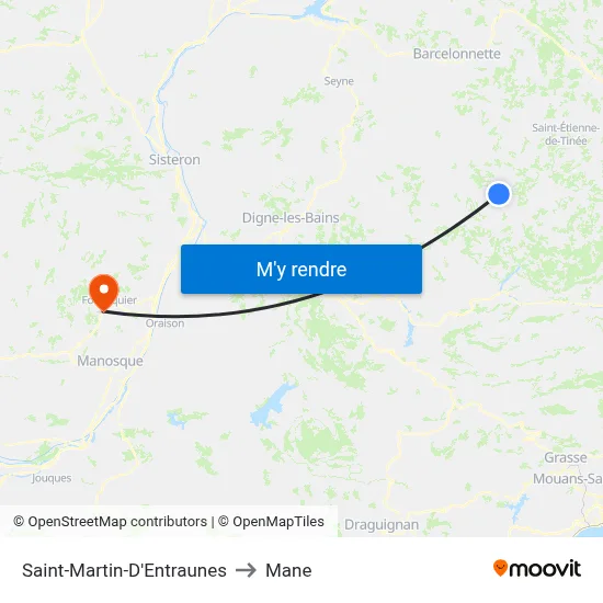 Saint-Martin-D'Entraunes to Mane map