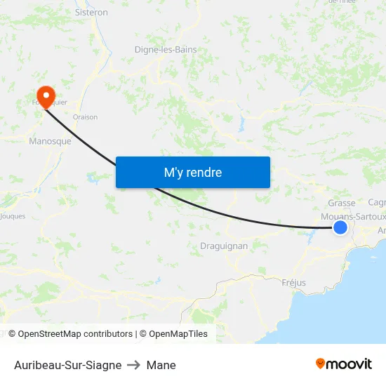Auribeau-Sur-Siagne to Mane map