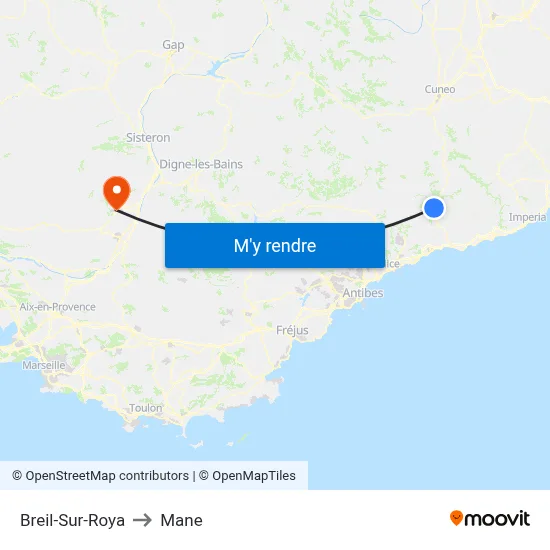 Breil-Sur-Roya to Mane map