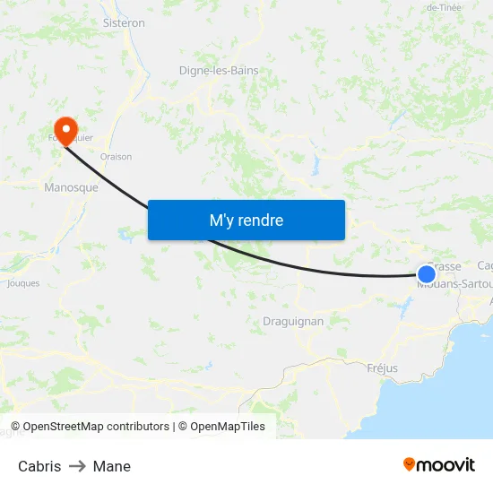 Cabris to Mane map