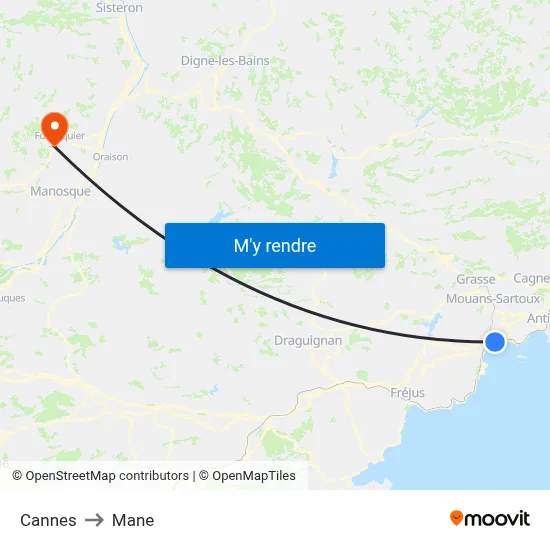 Cannes to Mane map