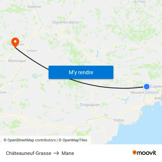 Châteauneuf-Grasse to Mane map