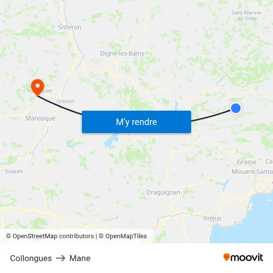 Collongues to Mane map