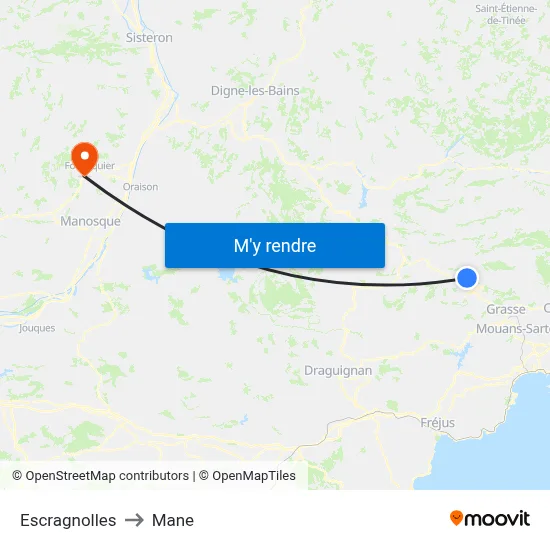 Escragnolles to Mane map
