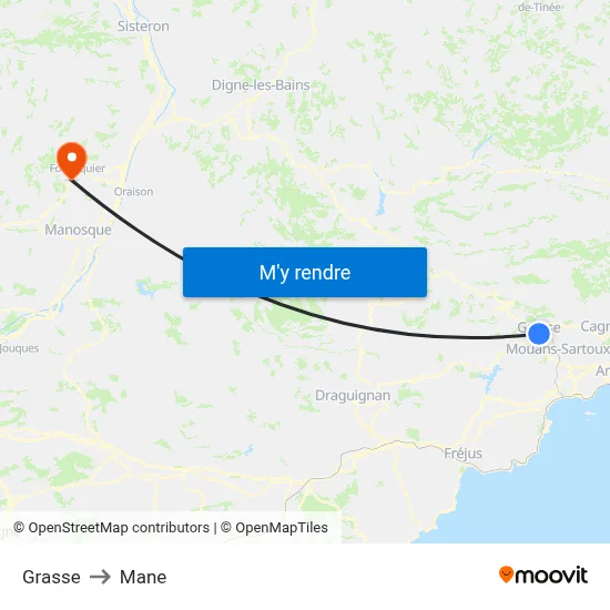 Grasse to Mane map