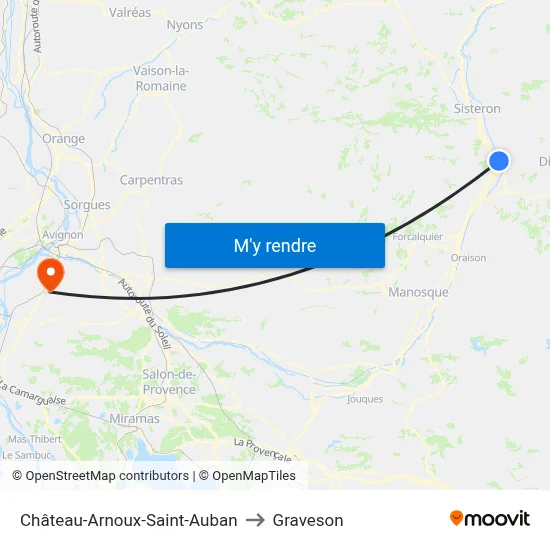 Château-Arnoux-Saint-Auban to Graveson map