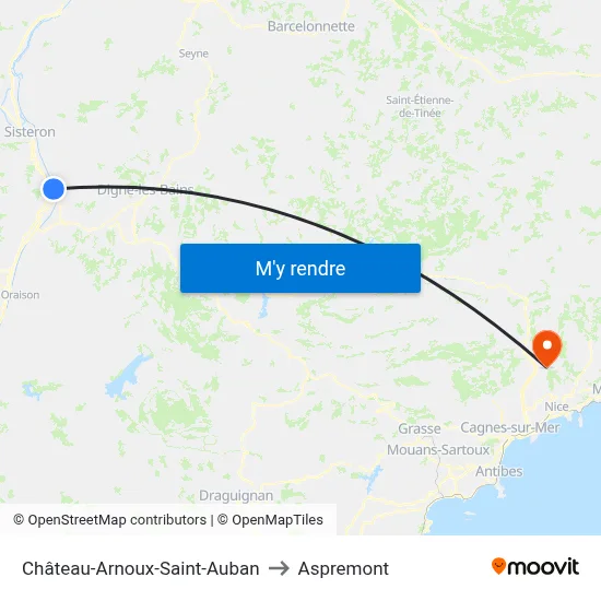 Château-Arnoux-Saint-Auban to Aspremont map