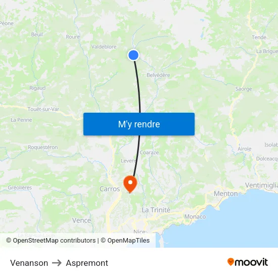 Venanson to Aspremont map
