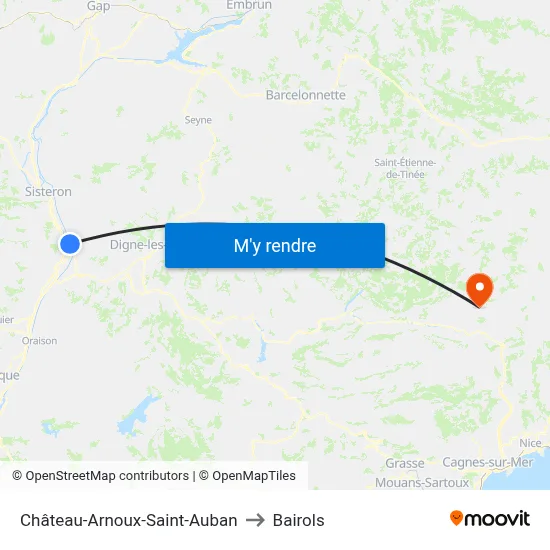 Château-Arnoux-Saint-Auban to Bairols map