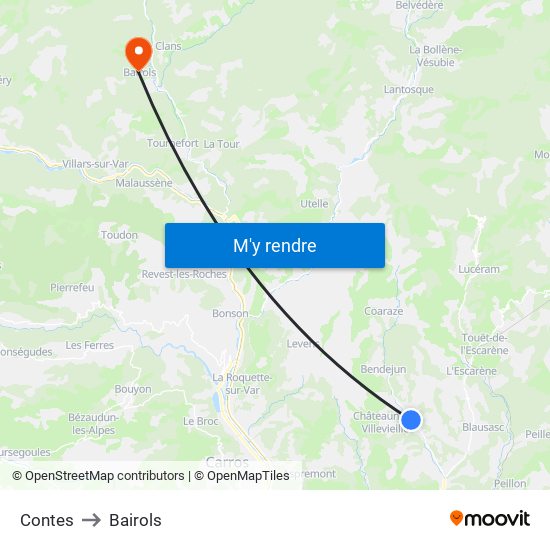 Contes to Bairols map
