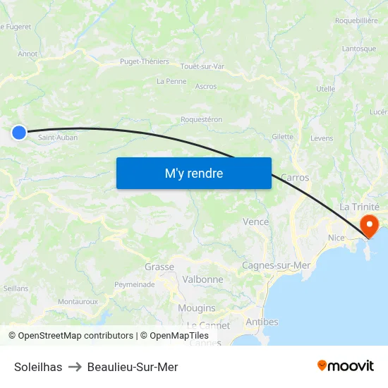 Soleilhas to Beaulieu-Sur-Mer map