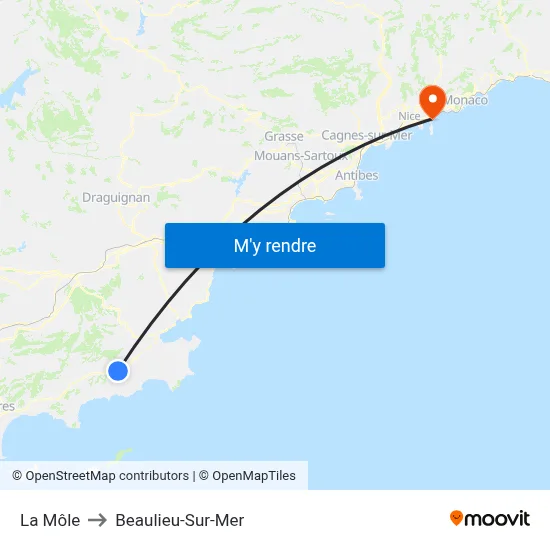 La Môle to Beaulieu-Sur-Mer map