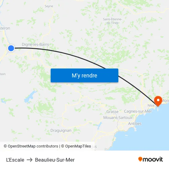 L'Escale to Beaulieu-Sur-Mer map