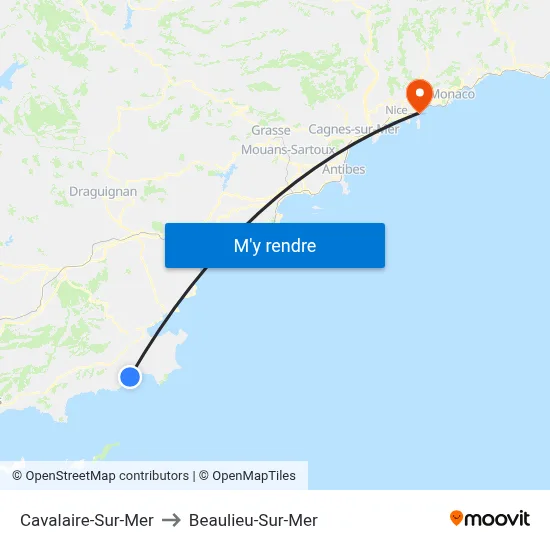 Cavalaire-Sur-Mer to Beaulieu-Sur-Mer map
