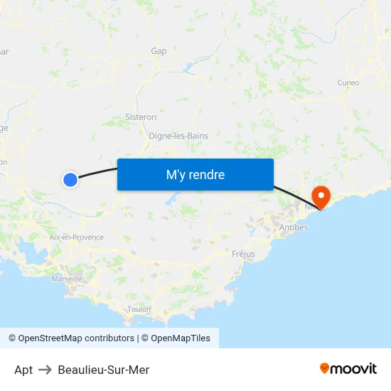 Apt to Beaulieu-Sur-Mer map