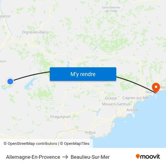 Allemagne-En-Provence to Beaulieu-Sur-Mer map