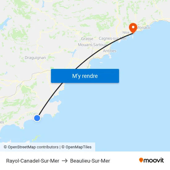 Rayol-Canadel-Sur-Mer to Beaulieu-Sur-Mer map