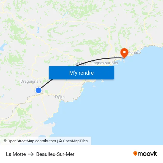 La Motte to Beaulieu-Sur-Mer map
