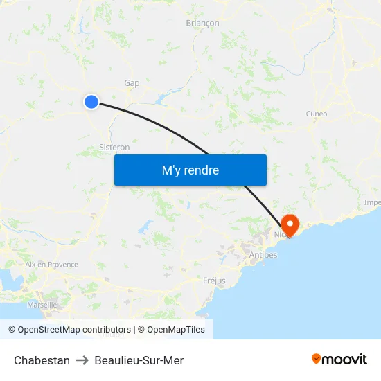 Chabestan to Beaulieu-Sur-Mer map