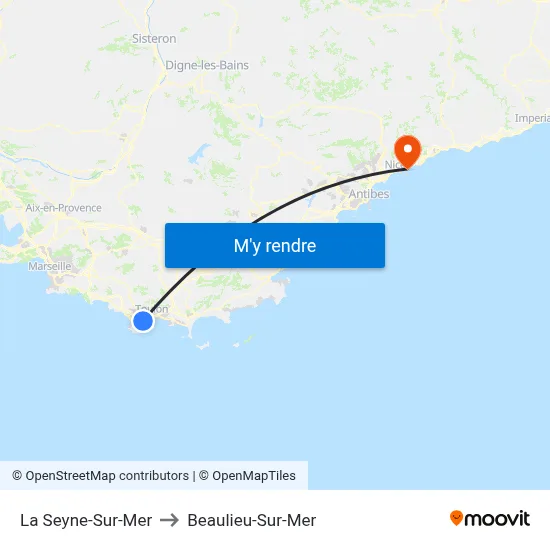 La Seyne-Sur-Mer to Beaulieu-Sur-Mer map