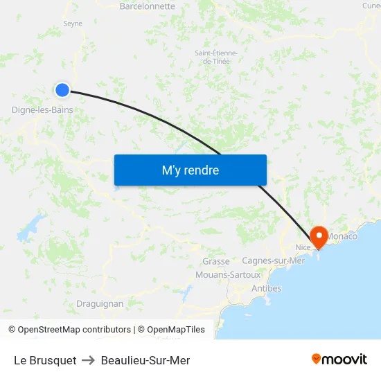 Le Brusquet to Beaulieu-Sur-Mer map
