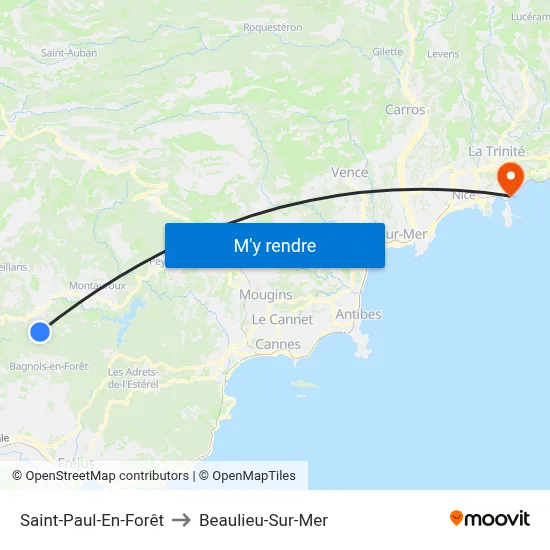 Saint-Paul-En-Forêt to Beaulieu-Sur-Mer map