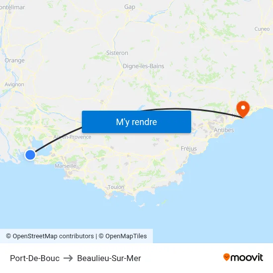 Port-De-Bouc to Beaulieu-Sur-Mer map