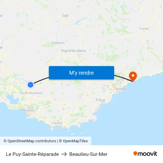 Le Puy-Sainte-Réparade to Beaulieu-Sur-Mer map