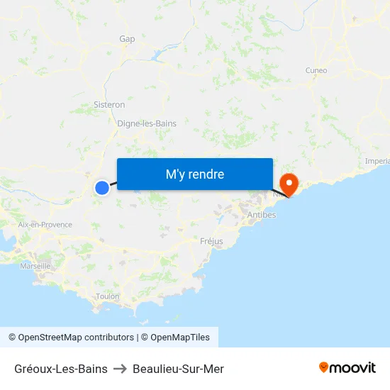 Gréoux-Les-Bains to Beaulieu-Sur-Mer map