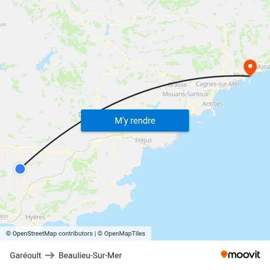 Garéoult to Beaulieu-Sur-Mer map